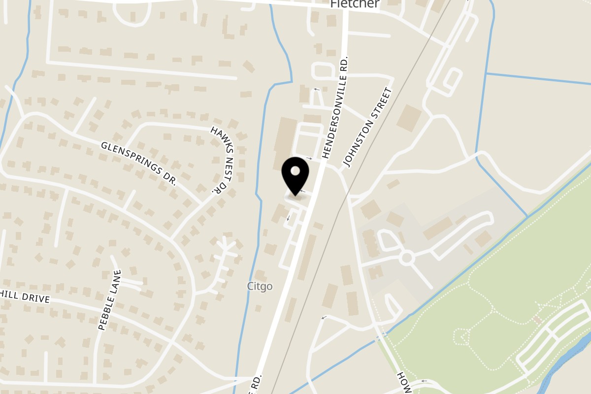 Map showing the location of Blue Sky Cafe on 3987 Hendersonville Rd in Fletcher